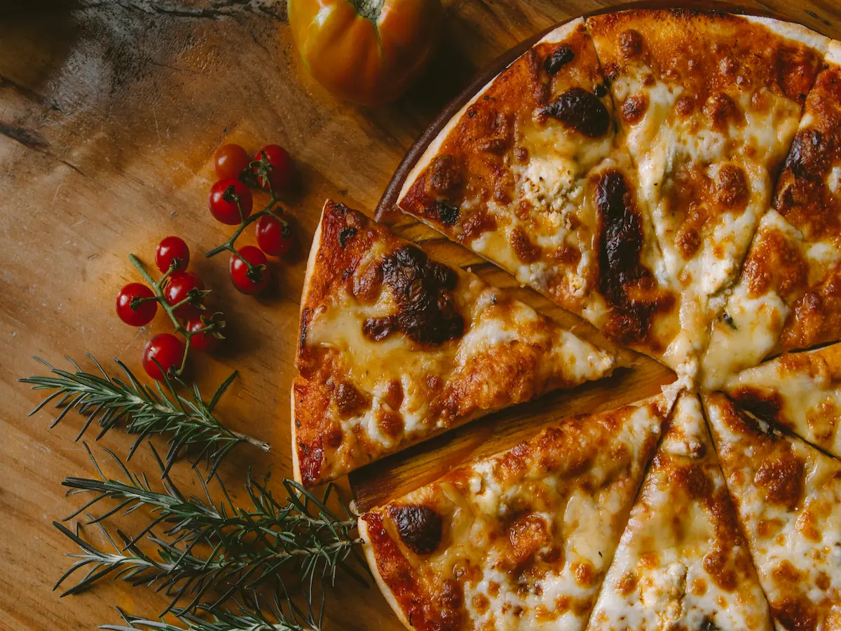 Freshly baked pizza